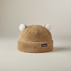 Patagonia Baby Furry Friends Tan Fleece Bear Beanie Hat - 6M